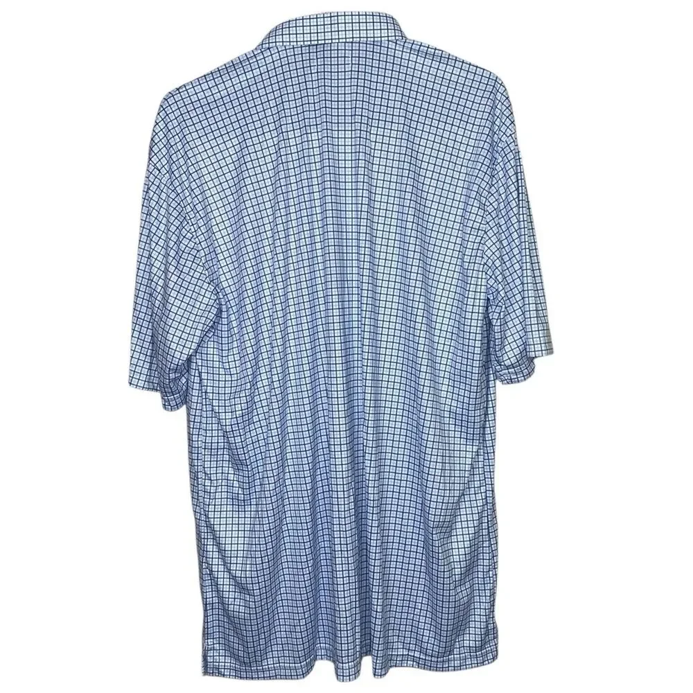Collars & Co Polo Shirt Mens Small Blue Tattersall Plaid Dress Collar Office NWT